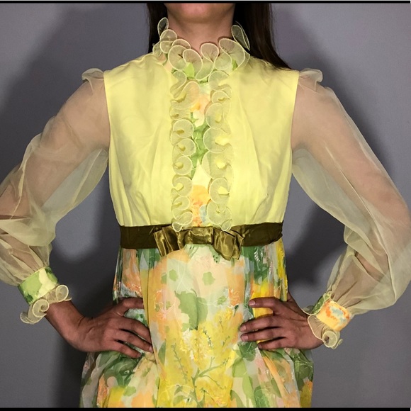 1960s floral maxi dress - Picture 6 of 8